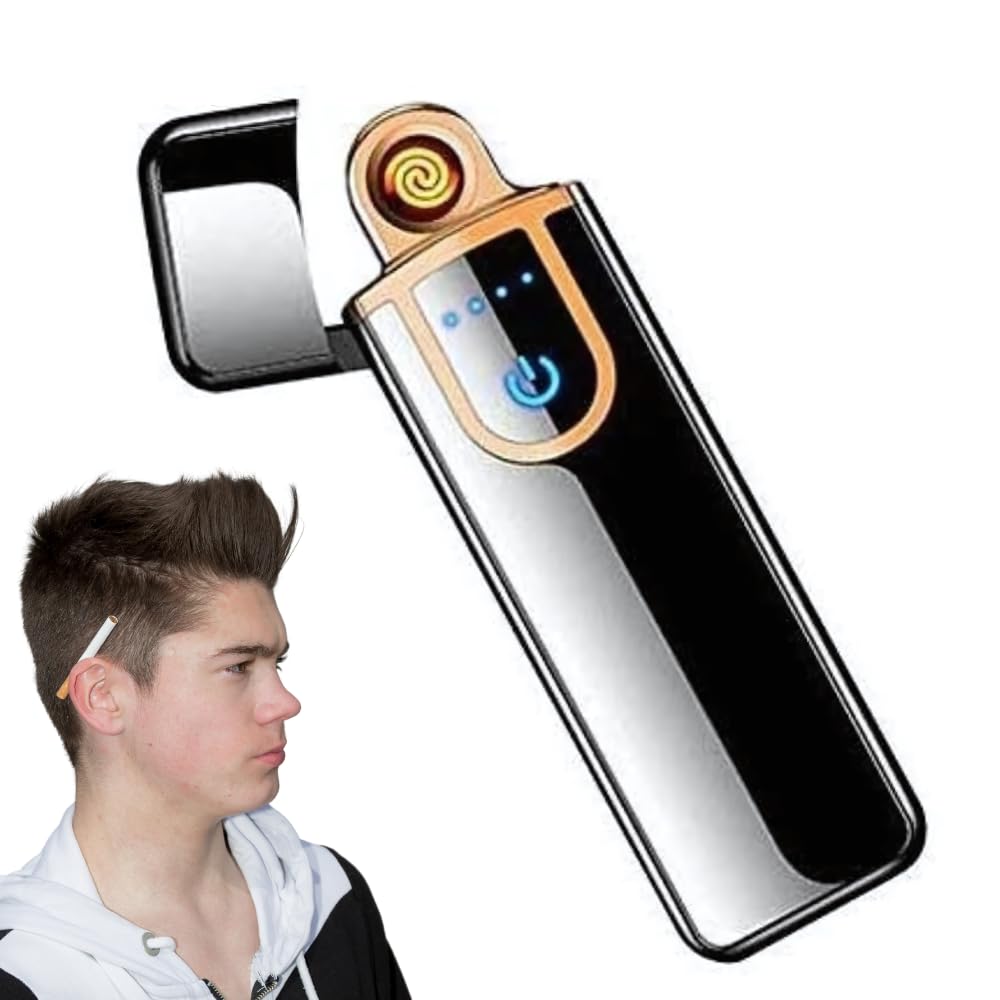 Drumstone 𝟏𝟓 𝐘𝐄𝐀𝐑𝐒 𝐖𝐀𝐑𝐑𝐀𝐍𝐓𝐘 Rechargeable USB Touch Ignition Lighter | Windproof Plasma Electric Lighter for Cigarettes | Flameless, Portable & Stylish (Black) Long-Lasting Charging-picture-11