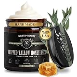 Organic Beef Tallow for Skin - 4 OZ (Eucalyptus) — Grass Fed Beef Tallow for face + Body — US-Made Whipped Tallow and Honey Balm Moisturizer for Dry and Sensitive Skin, Eczema, Rosacea (No Additives)