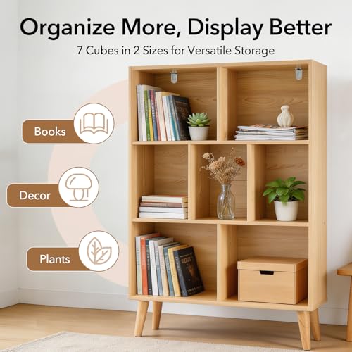 DUMOS Cube Bookshelf 3 Tier, Wooden Bookcase with Legs Storage Organizer by DUMOS - Used condition - Image 4