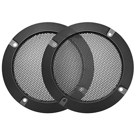 sourcing map Altavoz Rejilla Cubierta 4 Pulgadas Malla Decorativa Círculo Subwoofer Guardia Protector Negro 2 Piezas Cover
