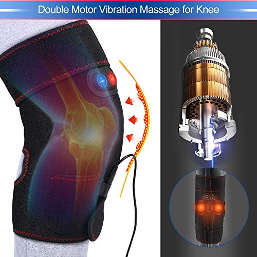 Heated Massage Knee Brace for Men and Women, Adjustable Heated and Massage Knee Heating Pad Thermal Heat Therapy Wrap Hot Compress for Cramps Arthritis Pain Relief Injury Recovery (1 Pair) - Thumbnail 5