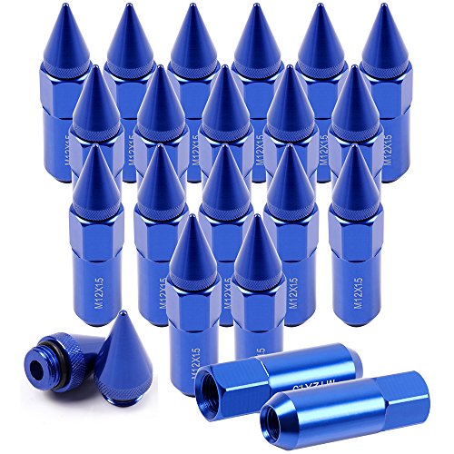 SCITOO 20PCS M12x1.5 Wheel Lug Nuts M12x1.5 Blue Wheel Studs Lug Nut Fit for 750Li,for Accord,for Avalon,for Camry,for Civic,for Corolla,for M6,for MDX,for NSX,for TL,for TSX,for X5
