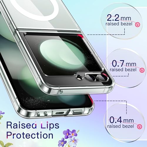 Image of MACLEN for Samsung Galaxy Z Flip 5 5G Magnetic Transparent Case | Shock Proof Design & Camera Protection | Magsafe Wireless Charging case | Sleek Hard Crystal Cover - Clear Back