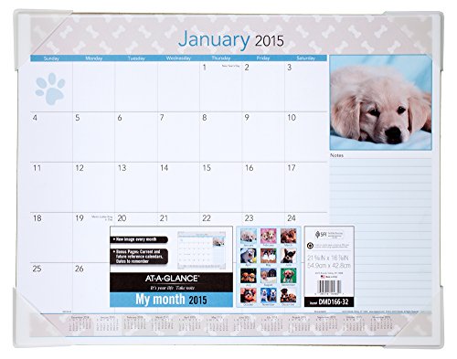 AT-A-GLANCE Puppies Monthly Desk Calendar 2015, 22 x 17 Inch Page Size (DMD166-32)