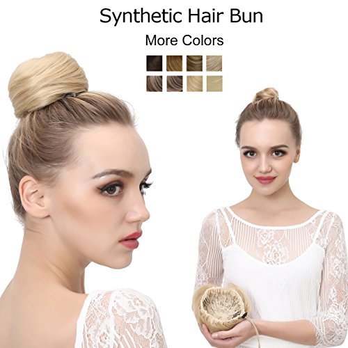 SARLA Donut Chignon Bun Straight Updo Hair Bun Hairpiece Synthetic Scrunchie Hair Bun Extensions Q3 (1BH613)