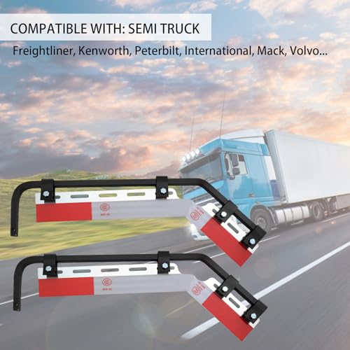 Image of 28 inch Angle Down Bar Mud Flap Hangers Kit with Mounting Bracket for Heavy Duty Semi Truck Square Spring Steel Arm Mud Flap Reflector Plates (2pcs)