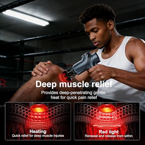 Image of LEERCON Massage Gun with Heat, Deep Tissue Back Massager for Pain Relief, Mini Muscle Percussion Massage Gun, Birthday Gifts for Men Women Dad Home, Office & Travel, Blue