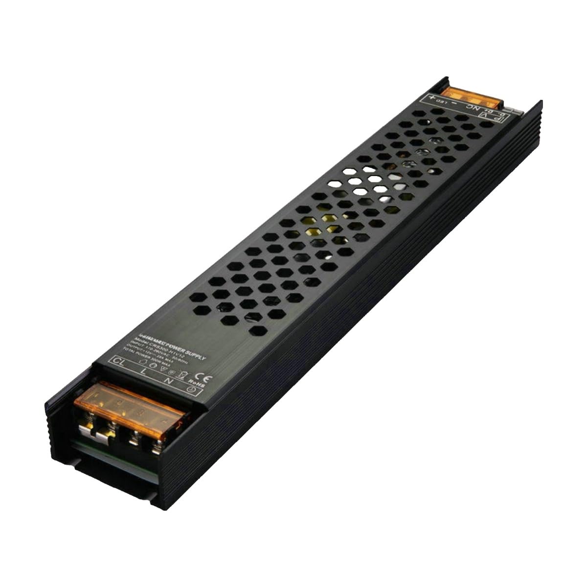 Fuente de alimentación atenuación larga 0-10V, transformador led, luz lineal for gabinete 24 voltios con tiristor, fuente conmutada(CRS300-H1V12 (Black Mesh))