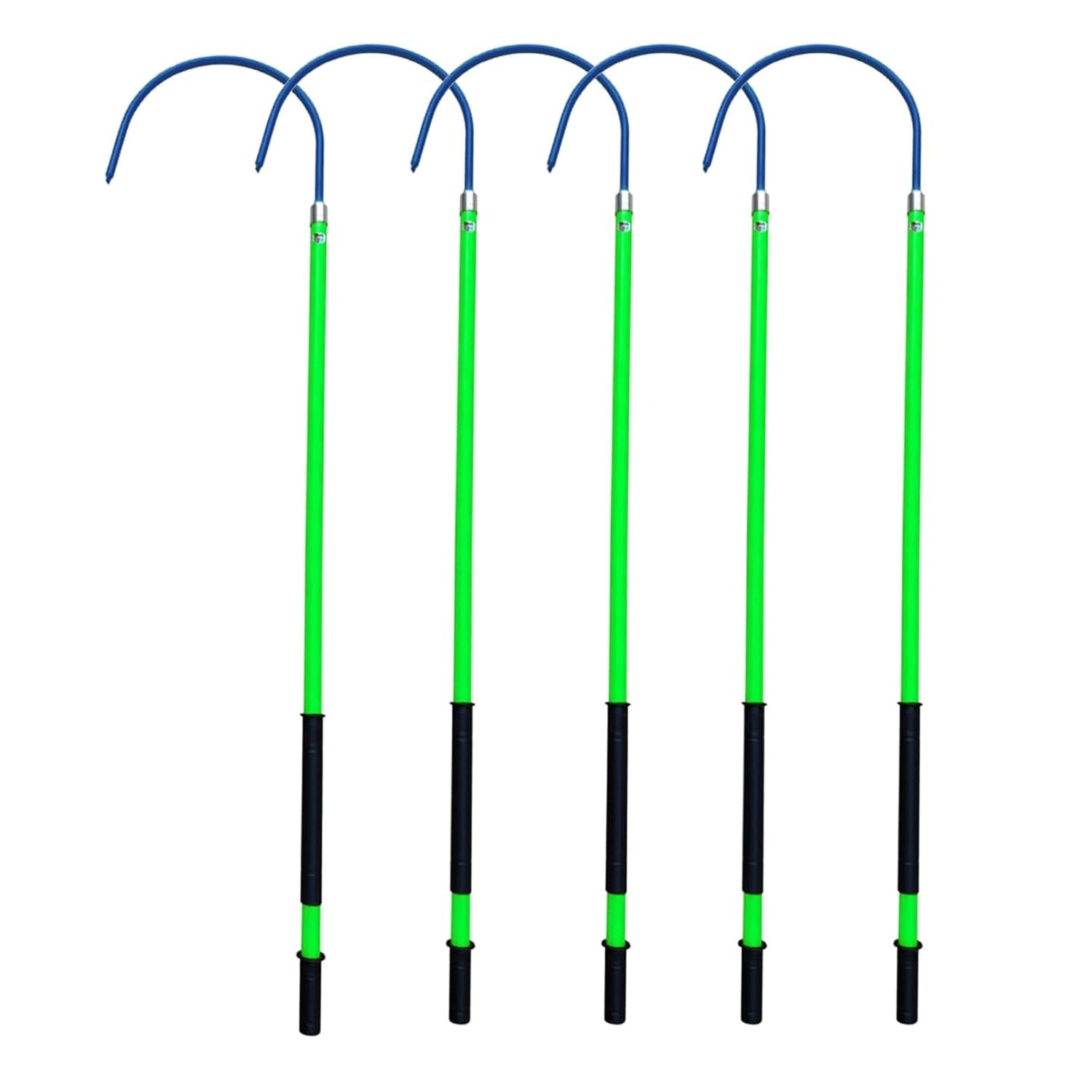 High Voltage Insulated Rescue Hook Electrical Safety, High Voltage Life Hook with Pole, Non-Conductive Life-Saving Pole Stick, Safety & Defense Tools(Green,5 pcs-3m/9.8ft)