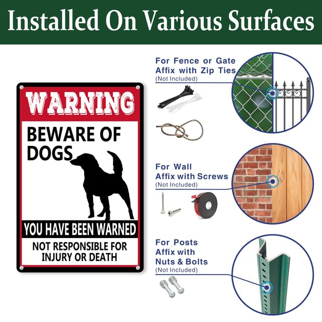 Cartello In Latta Attenti Al Cane - 20x30 Cm, Resistente Alle Intemperie, Scritte In Inglese - 2