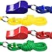 FineGood 7 Pack Plastic Coaches Referee Whistles with Lanyards, 1 Pcs Stainless Steel Metal, Colorful Whistles for Football Sports Lifeguards Survival Emergency Training - Multi-Color
