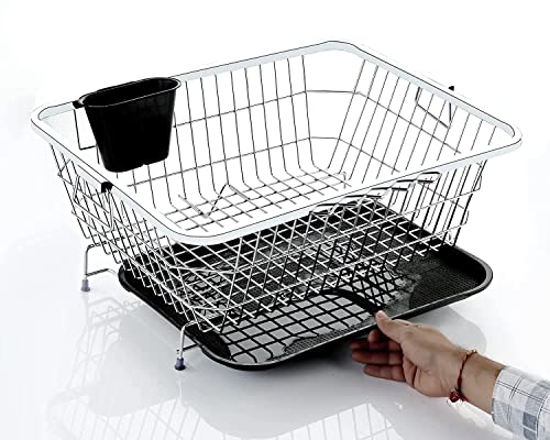 Image of BIRDWING Dish Drainer Basket Plastic Tray to Collect Water | Premium Plastic Draining Tray | Fast Food Tray, Platter, Serving Tray for Breakfast, 35x45cm