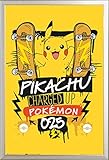 Poster Pokemon Pikachu - Charged Up - Poster imprimé - Taille 61 x 91,5 cm + cadre amovible Shinsuke® Maxi aluminium argenté