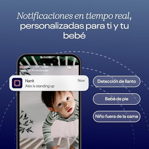 Nanit Pro Baby Monitor - Monitor Bebé Inteligente - Vigilabebés con Audio Bidireccional, Alertas Movimientos y Sonidos, Monitoreo Sueño - Cámara Bebé Wi-Fi 1080p con Visión Nocturna - Soporte Suelo - imagen 5