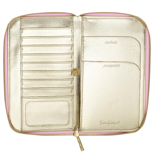 Lilly Pulitzer Travel Wallet Passport Holder, Vegan Leather Wristlet Wallet for Women, Travel Document Organizer, Via Amore Spritzer2