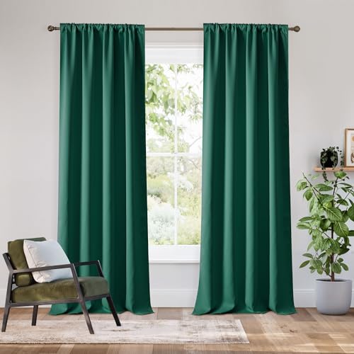 RYB HOME Bedroom Blackout Curtains 80 inches Long, 100% Blackout