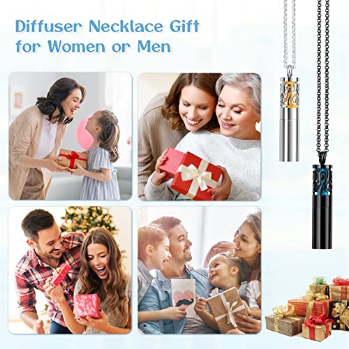 Essential Oil Diffuser Necklaces for Women, 2PCS Aromatherapy Necklaces Stainless Steel Diffuser Locket Pendant Cylinder with 20 Felt Pads, Aroma Necklaces Gift Set for Mothers Day - Image 4
