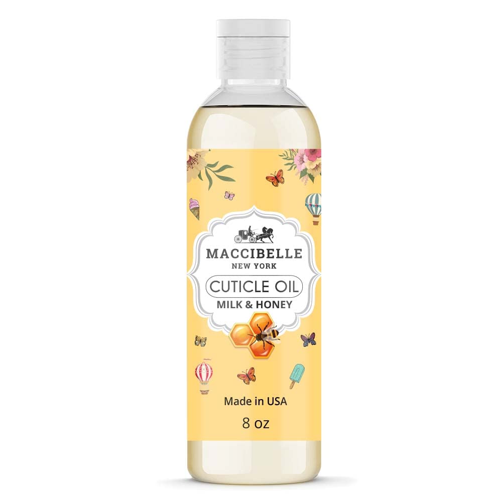 MaccibelleCuticle Oil Refill Size for Dry Cracked Cuticles (Milk and Honey 8oz)