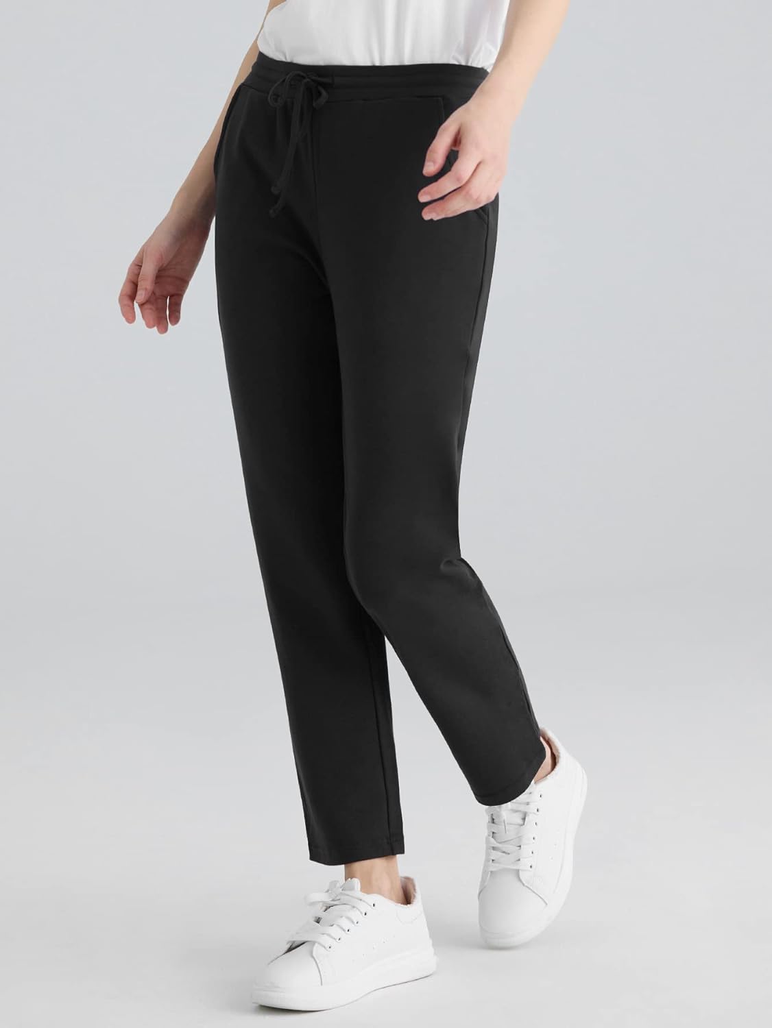 Weintee Women's Plus Size Cotton Knit Pants with Pockets - Image 2