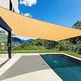 Cisvio 12' x 16' Sun Shade Sail Rectangle Canopy Durable Fabric UV Block Awning for Outdoor Patio Garden Backyard,Sand