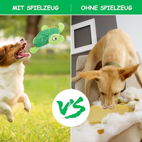 TONYFY Quietschendes Hundespielzeug, Meeresschildkröte Plüsch Hundespielzeug, Interaktives Spielzeug für Welpen zum Zahnen, Kauspielzeug für kleine Hunde (Grün)