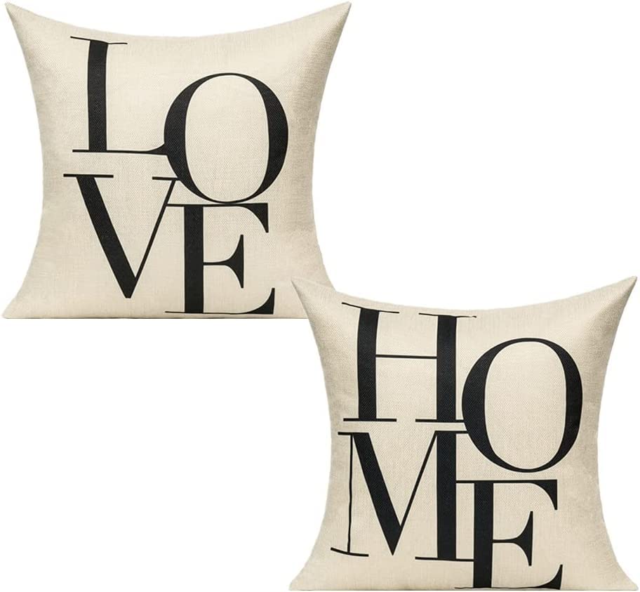 All Smiles Decorative Throw Pillow Covers 22x22 Set of 2 Cute Housewarming Gift New Home Decor Sweet Home Love Valentine with Quote Family Farmhouse Decoration for Bed Couch Sofa Porch Patio