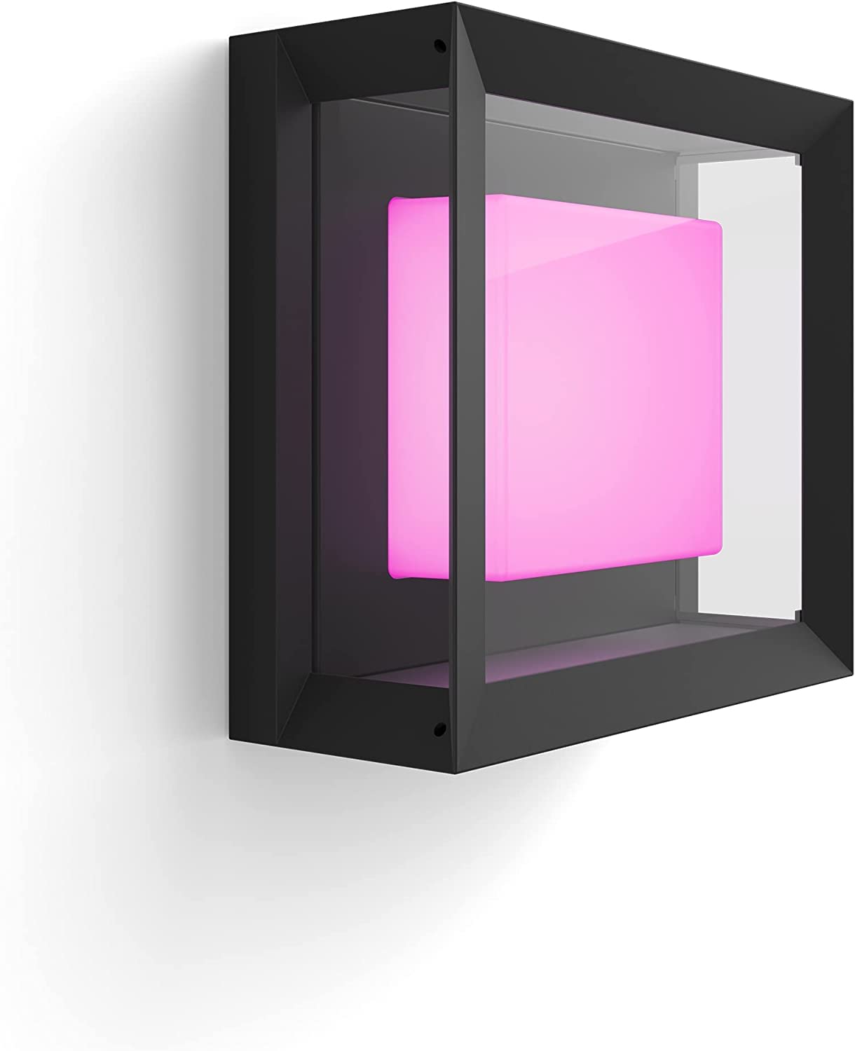 Philips Hue Econic Aplique cuadrado LED inteligente negro, luz blanca y de colores, compatible con Amazon Alexa, Apple HomeKit y Google Assistant [Clase de eficiencia energética A]