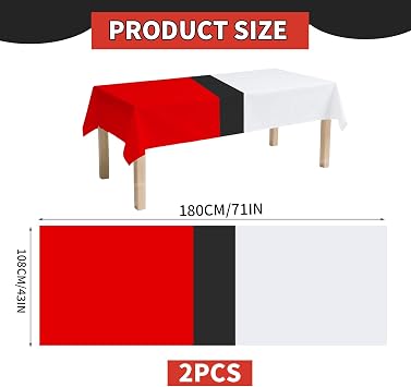 SAVITA 2pcs Red and White Cartoon Anime Party Tablecloth, 108x180cm/43x71in Large Plastic Table Cloth Cover for Birthday Kids Events Supplies Decorations