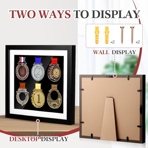 Image of Silipull 6 Medals Display Case 13 x 11.81 Inch Medal Shadow Box Frame Large 3D Wall Mounted Acrylic Display Case with 98% UV Protection for War Military Marathon Triathlon Runners All Sports Medals