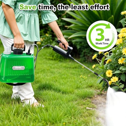 Battery Powered Sprayer 2 Gallon, 2025 New Electric Garden Sprayer with 3 Spray Force, Battery Indicator, Rechargeable Handle, 23.6\" Telescopic Wand,4 Mist Nozzles,Shoulder Strap, for Lawn and Garden - Thumbnail 6