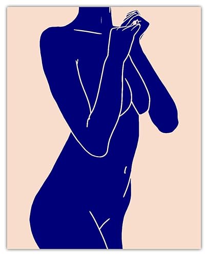 Blue Nude Woman Line Figure Abstract Wall Art Minimalist, Aesthetic & Boho Wall Art for Home, Office, Bedroom & Living Room Decor  Unframed Posters disponible en Yaxa Venezuela