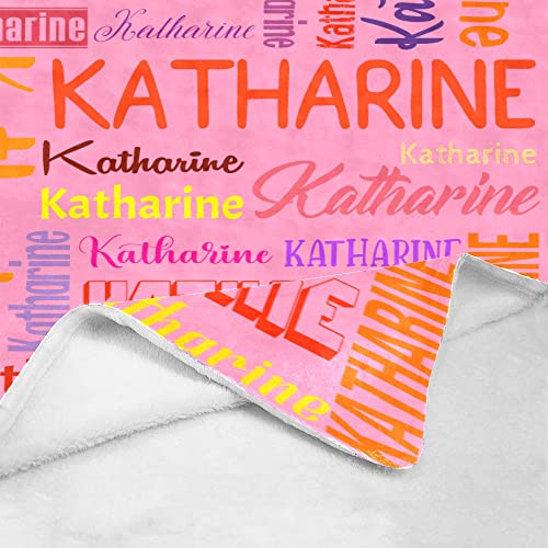 Personalized Blanket for Kids Adults Personalized Name Blanket Custom Blanket with Name Personalized Gifts for Christmas Birthday Valentines Day Mothers Fathers Day (Pink&Colorful, 60"x80")