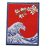 BEINME 20 Stück bestickter Aufnäher Great Off Kanagawa Verschönerung for Hemden D3R-C-4-4
