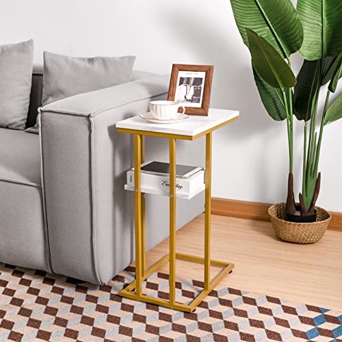 Yoobure C Shaped End Table Set Of 2, Side Table For Couch And Bed, Small Side Table For Small Spaces, Living Room, Bedroom, Rustic Snack Table #TOP1