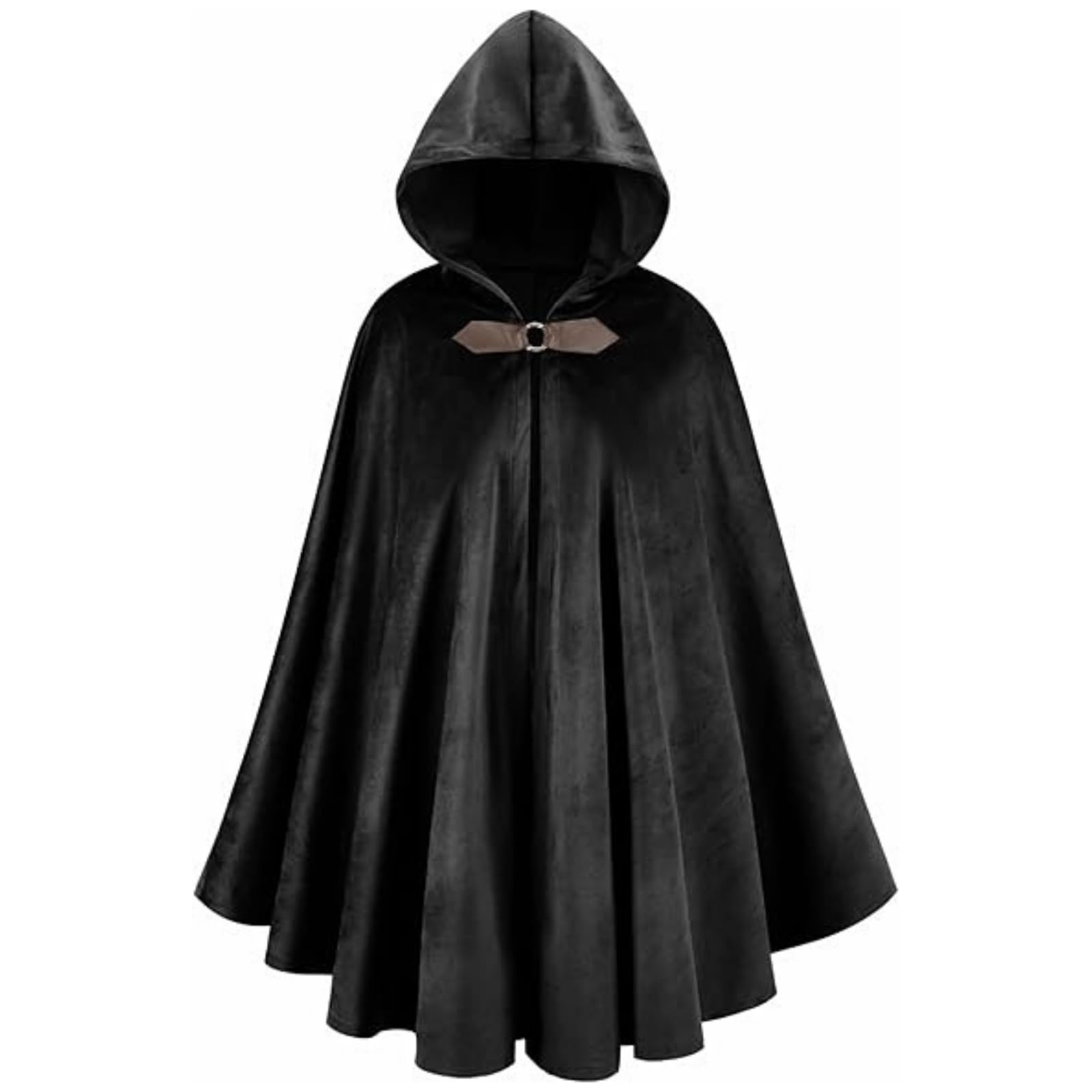 RRCBMD Mens Renaissance Medieval Hooded Cloak Victorian Steampunk Costume Cosplay Black-80CM — image 1