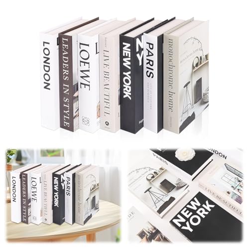 7 Piezas Libros Decorativos, Libros Decorativos Moda, Libros Decorativos Falsos, Libros de Decoracion de Interiores para Decoración del Hogar, Oficina, Mesa de Centro y Estantes