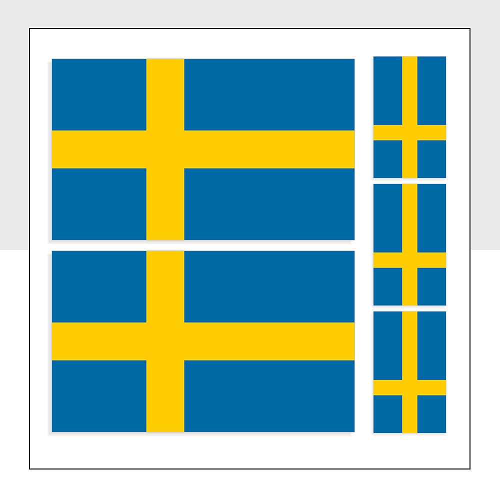 Packwith Mixed Pack Of 5 Sweden Flag Sticker Waterproof Swe Labels For Van Bike Helmet Ipad Packwith® #P1070