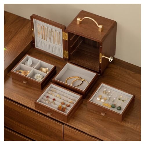 Boîte à bijoux avec 4 tiroirs pour bagues boucles d'oreilles et bracelets - 7