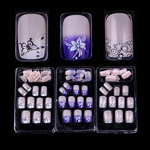 Buqikma 72 Mixed Assorted Style French Acrylic False Artificial Nail Tips for women(No Include Glue)