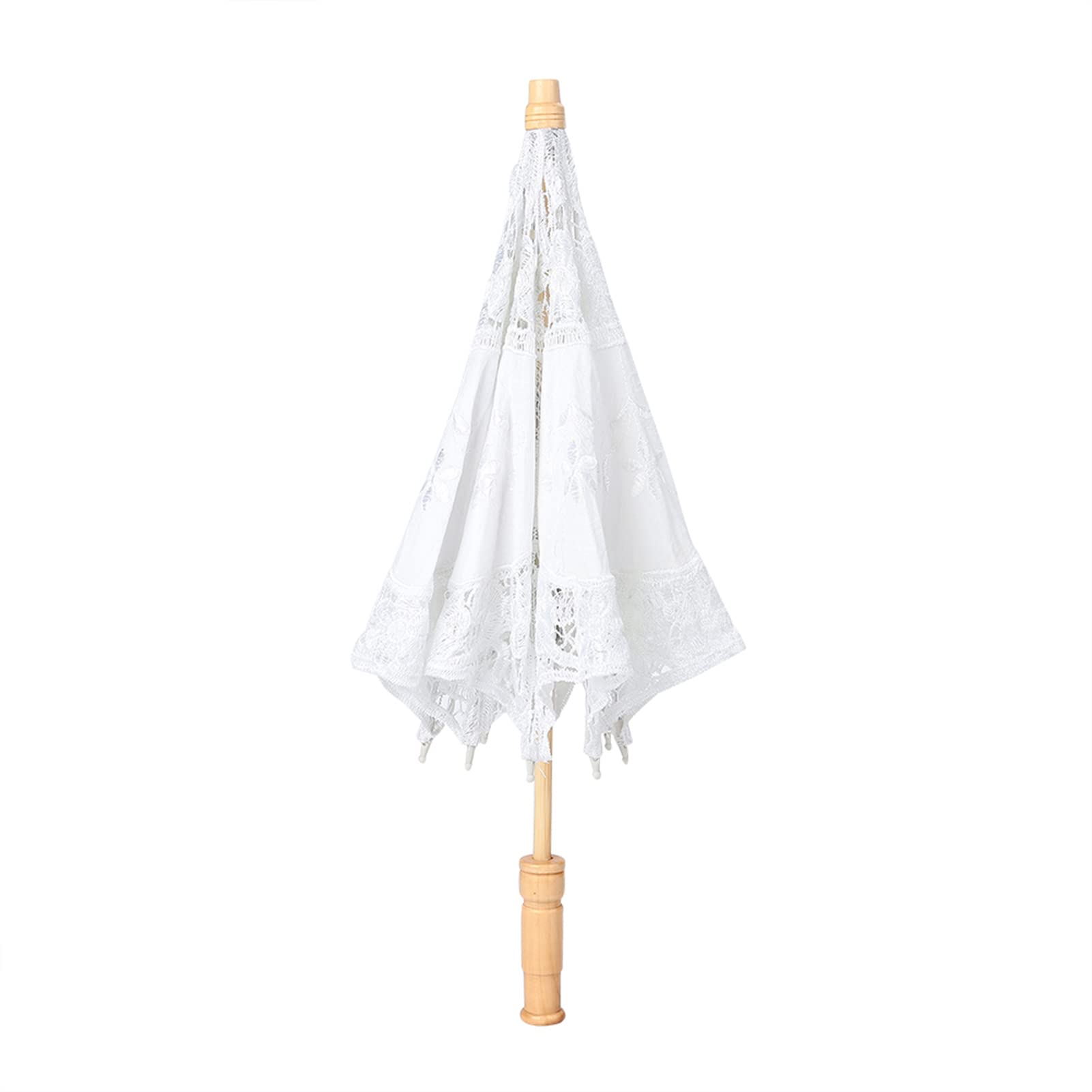 Ręcznie robiony kwiat haftowany Parasol ślubna fotografia panny młodej Parasol jedwabny materiał/169(White,Large)