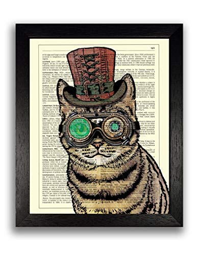 Steampunk Cat Poster Art Print, Steam Punk Gift for Husband, Present for Boyfriend, Cat Illustration Painting Dictionary Artwork, Contemporary Kitchen Wall Decor, 8 x 10 inch Unframed steampunk buy now online Steampunk Cat Poster Art Print, Steam Punk Gift for Husband, Present for Boyfriend, Cat Illustration Painting Dictionary Artwork, Contemporary Kitchen Wall Decor, 8 x 10 inch Unframed steampunk buy now online