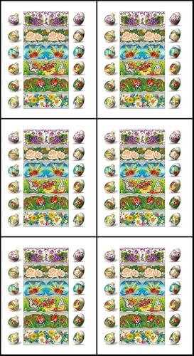 36 Easter Egg Wraps Thermo Heat Shrink Sleeves for Hen Eggs, 6 Sleewes, Every Sleeve - 6 Desighns