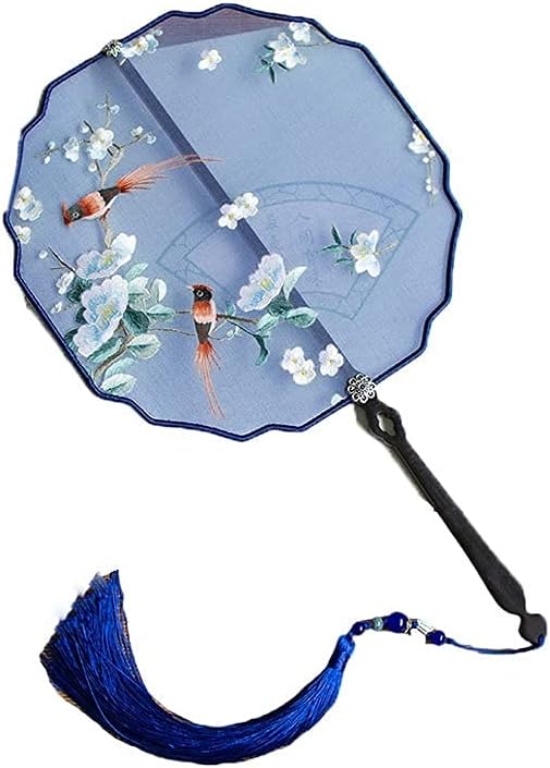 Folding Fan Antique Embroidered Fan, Suzhou Embroidered Beauty Fan, Classic Silk, Handmade Double-Sided Embroidered Dance Fan Home Ceremonial Decorative Folding Fan