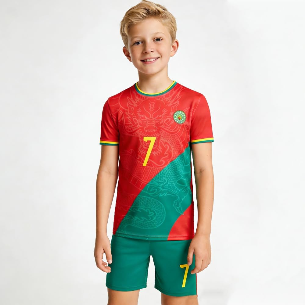Casmyd Boys Soccer Jersey Kids Pourtugal Jersey Kit Youth Soccer Team Unifom Dragon Sports Fan Shirt Set for Boys&Girls - Image 2