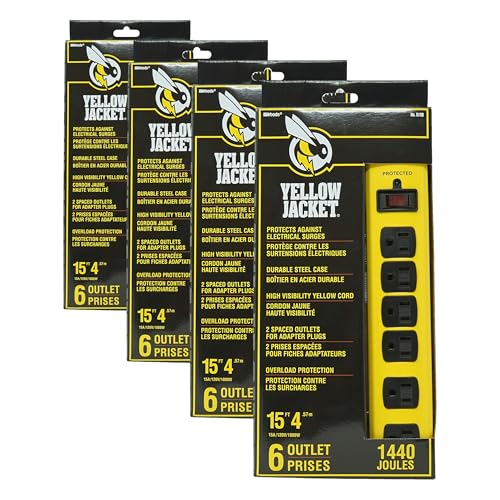 Yellow Jacket 5138N 6-outlet Metal Surge Protector Strip (Pack of 4)