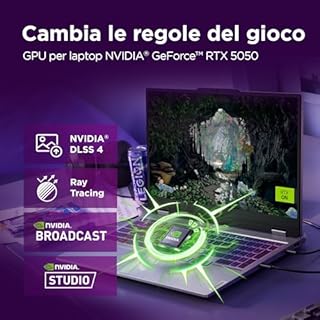 Lenovo LOQ 15" Notebook Gaming, NVIDIA GeForce RTX 5050 8GB GDDR7, Intel Core i5-13450HX, RAM 16GB, 1TB SSD, Schermo 15.6" FHD (1920x1080) 144Hz, Windows 11 Home, Tastiera Retroilluminata - Luna Grey