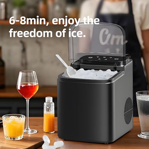Countertop Ice Maker Machine - Compact Pellet Ice Maker with Self-Cleaning, Anti-Slip Pad, Perfect for Home & Office, Fast Ice Production, Quiet Operation