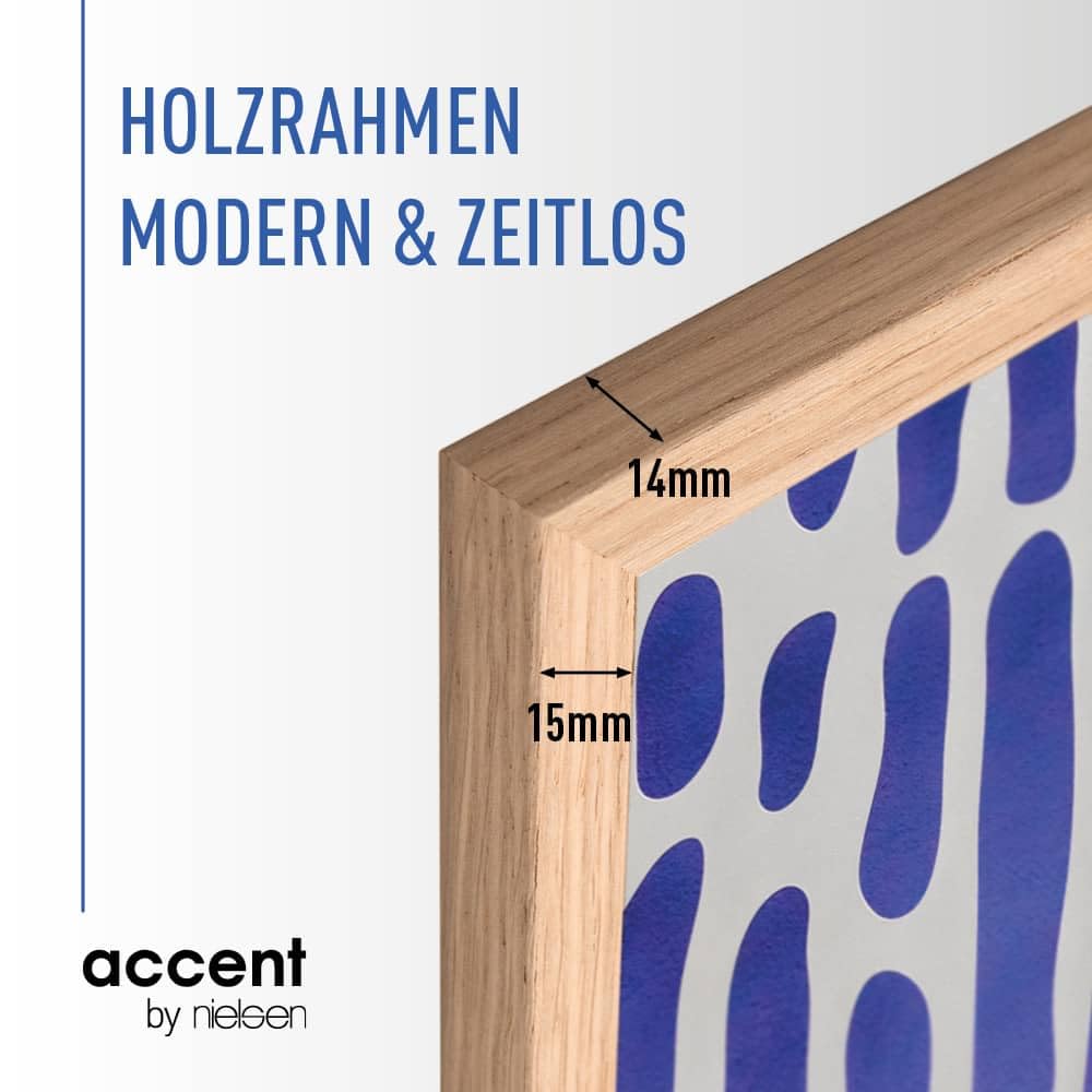 accent by nielsen Holz Bilderrahmen Scandic, 70 x 100 cm, Hellbraun | Holz Posterrahmen im Hoch- & Querformat zum Aufhängen Hellbraun matt Echtglas