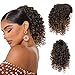 Drawstring Ponytail Afro Kinky Curly Ponytail for Black Women, PEACOCO 10 Inch Synthetic Hairpieces Clip in Jerry Curls Afro Puff Ponytail Extensions ( T1B/30 )