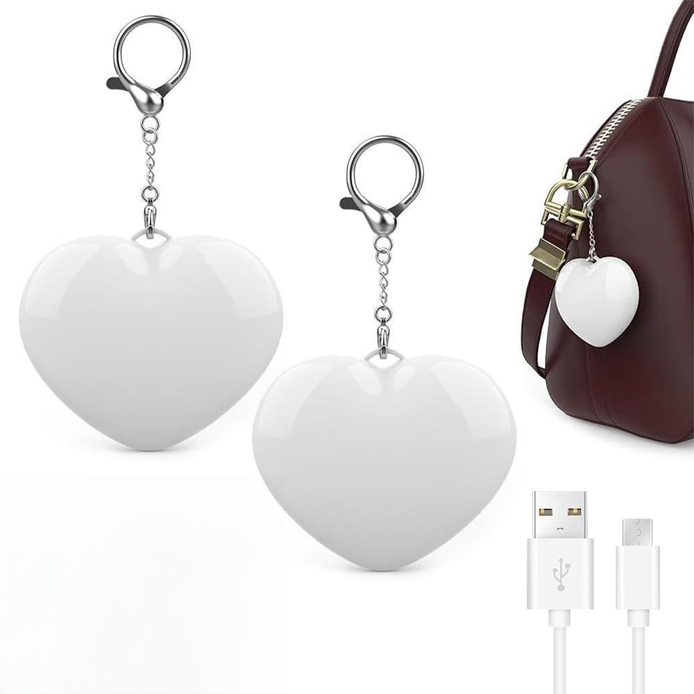 KBIBCK 2Pcs Purse Glow Heart Light, Purse Light Handbag Lights, Rechargeable Mini Touch Handbag Light, Heart Shaped Hanging Night Lights for Women Ladies Girls Gift